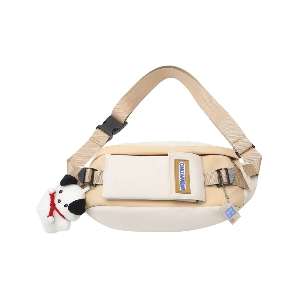 Deli Bear Нейлон Одно Плечо Сумка через плечо Sling Сумка Стандартная Унисекс Черный Зеленый Красный Экрю