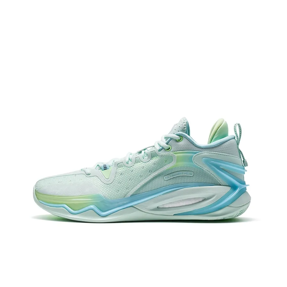 XTEP Light Attack 2 Generations V3 Slip-resistant Low-top Basketball Shoes Men's Green Blue XTEP Light Attack 2 Generations V3 Противоскользящие Низкие Баскетбольные Кроссовки Мужские Зеленый Синий