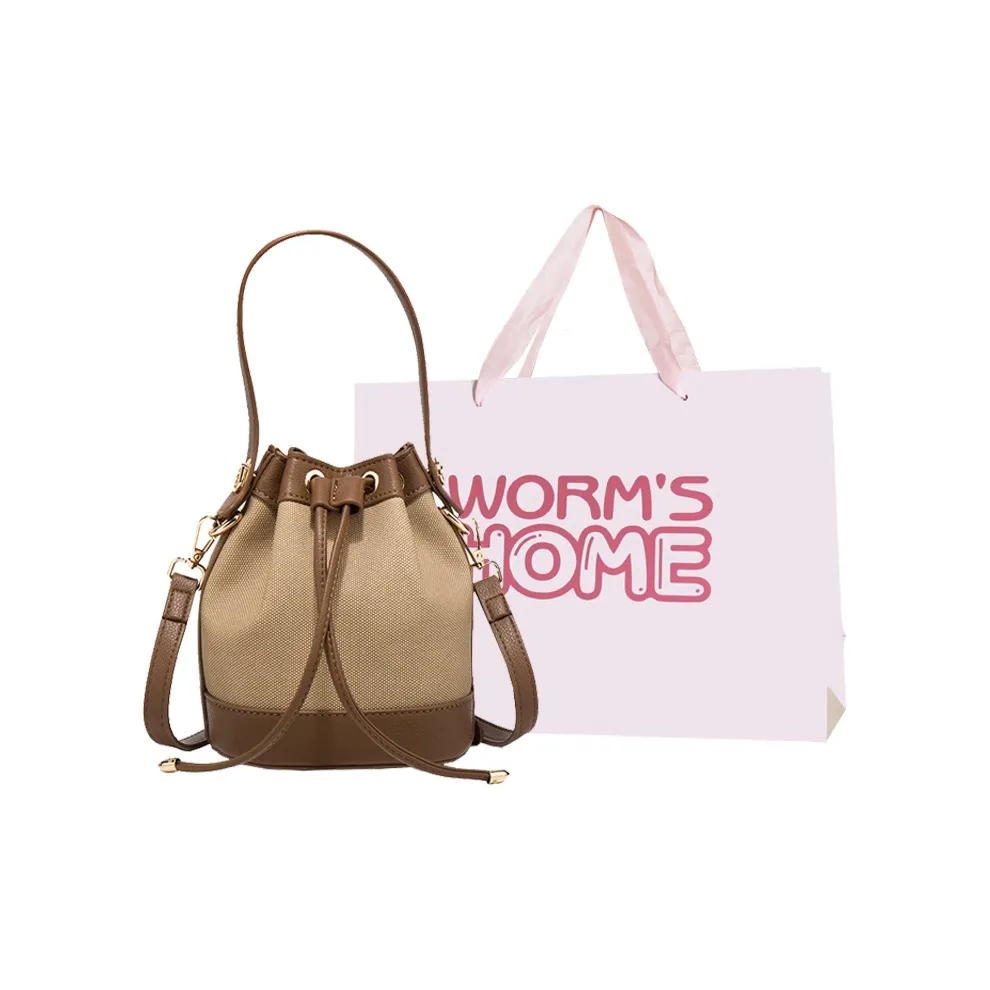 Worm's Home ПУ (полиуретан) Ведрообразная сумка Сумка на одно плечо Стандартная Женская Коричневая
