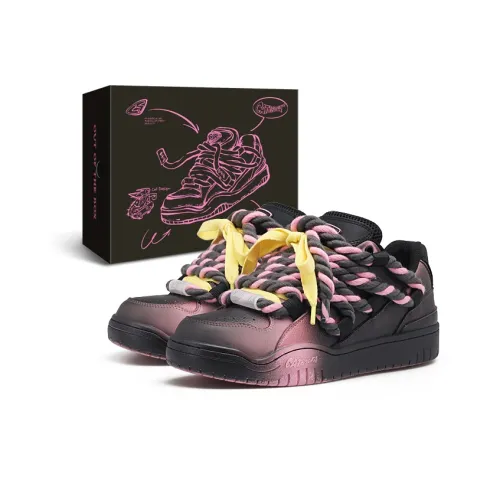 Cat&Sofa Кроссовки для скейтбординга Low Top Черно-розовые с эффектом дистресса Унисекс