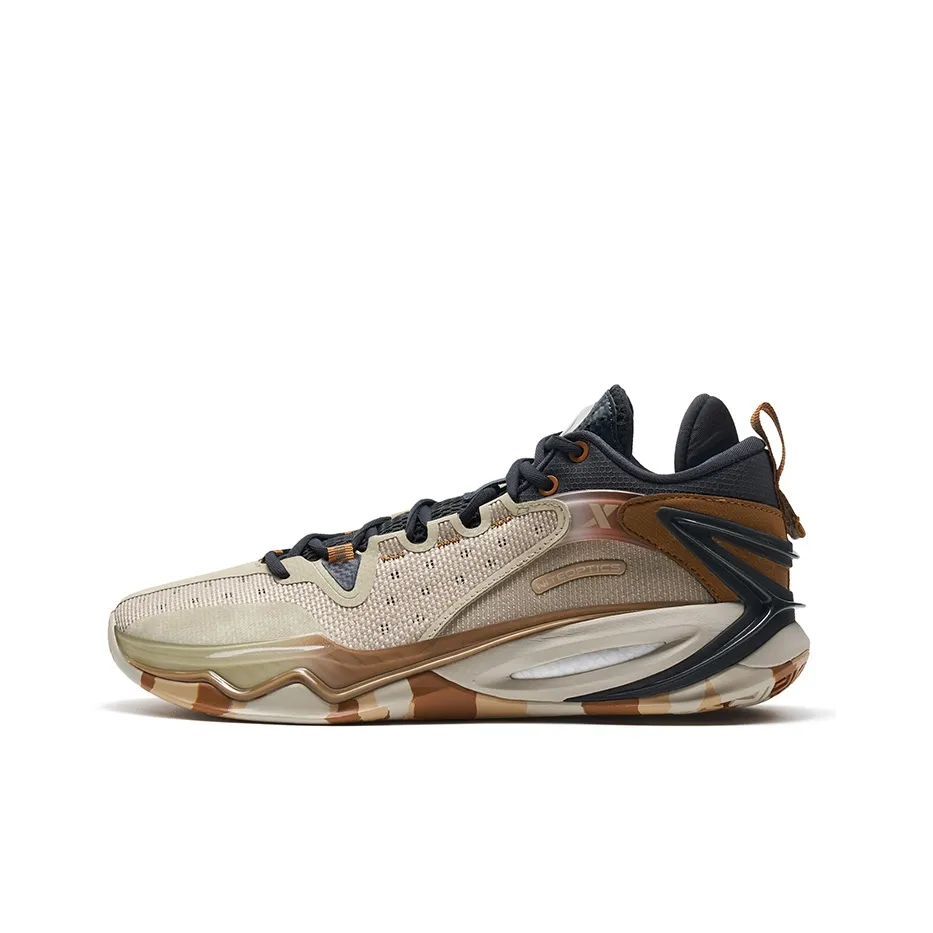 XTEP Light Attack 2nd Generation V3 Slip-Resistant Low-Top Баскетбольные кроссовки Мужской Черный Бежевый Коричневый