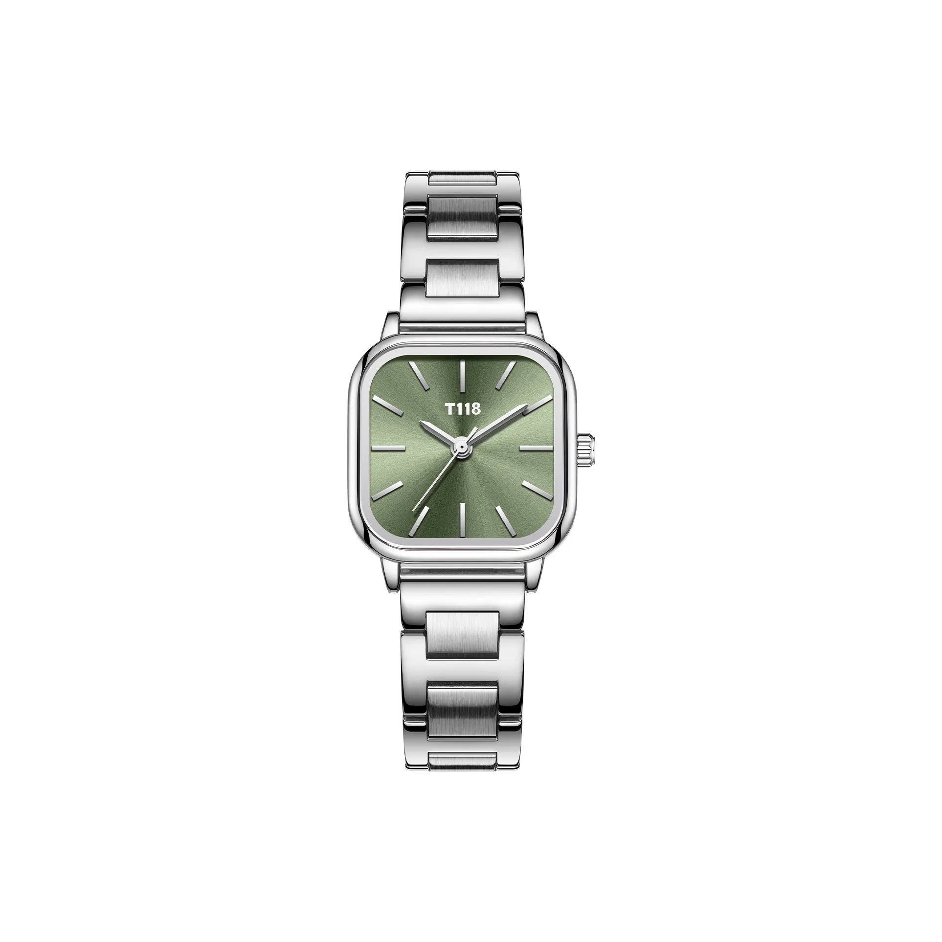 T118 Кварцевый механизм нержавеющая сталь ремешок часы женские зеленый циферблат модель DTL1181