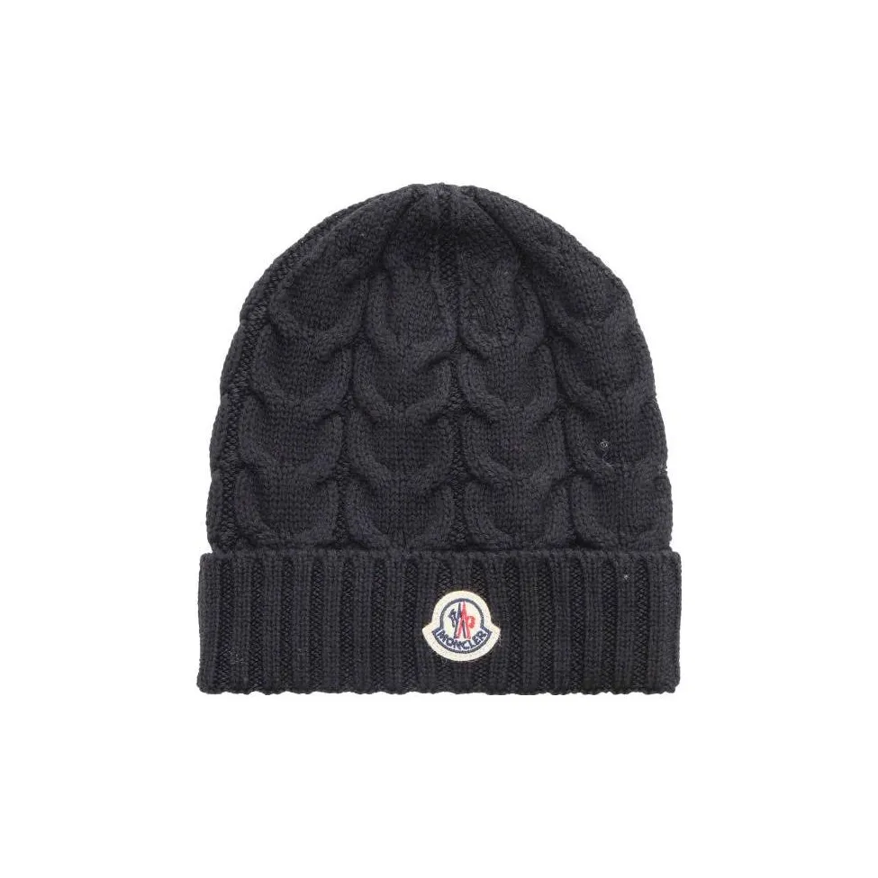 Moncler Enfant Logo appliqué Cable knit Beanie