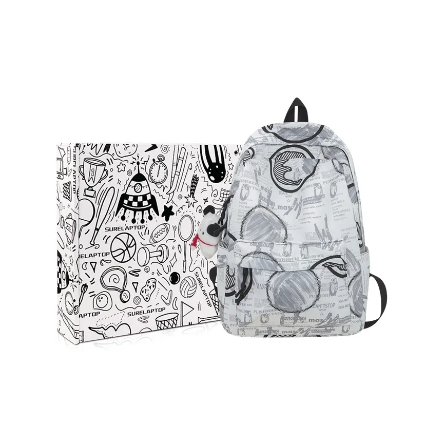 SURELAPTOP Nylon Laptop Backpack Unisex Black/White/Yellow/Blue
