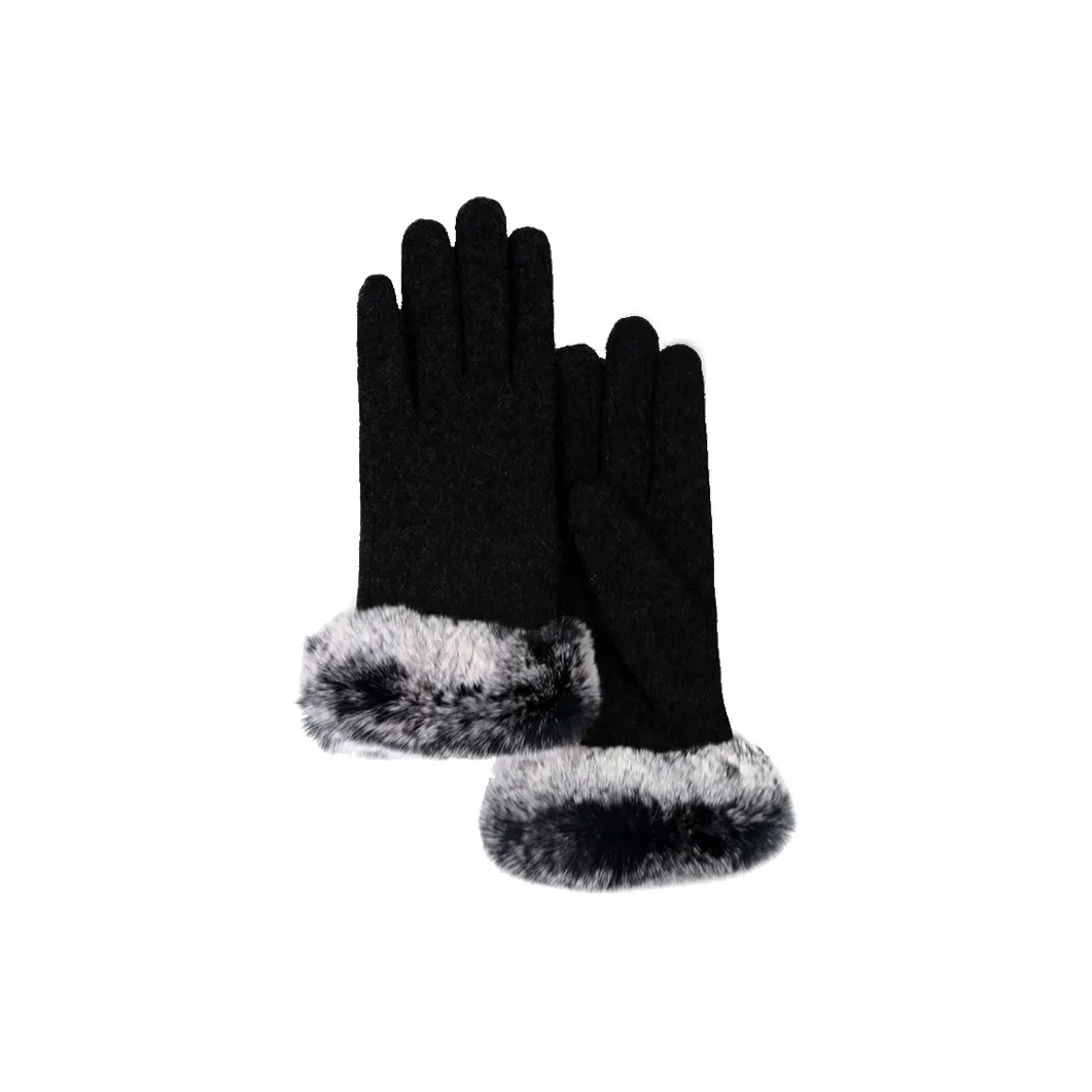 MARJAKURKI Sheep Wool Rex Rabbit Fur Circle Gloves Women's