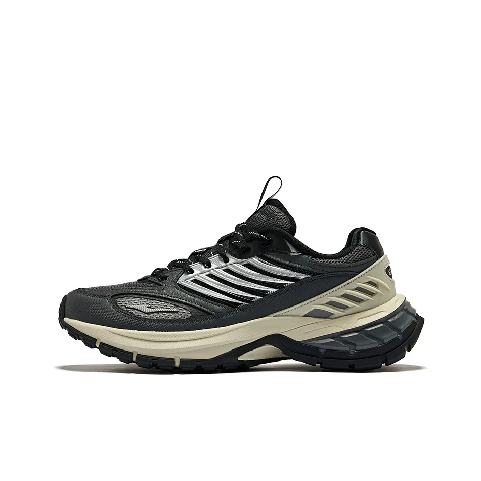 Erke Hongyu Cushioning Wear-Resistant Low-Top Running Shoes Men's Carbon Gray With Black Accents
