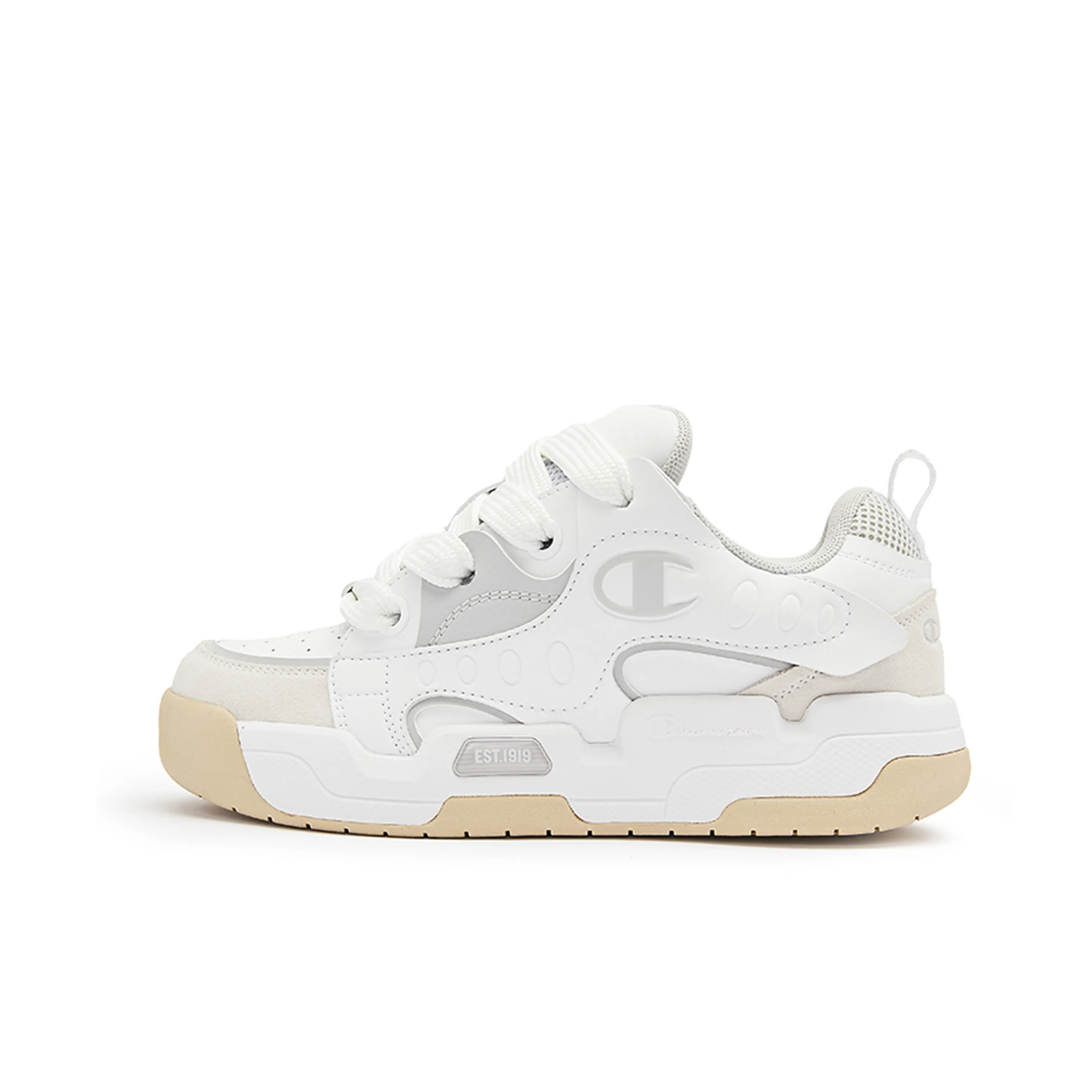 Champion Playful Пухлые туфли Низкий топ Скейтборд Кроссовки Мужские Белый Серый