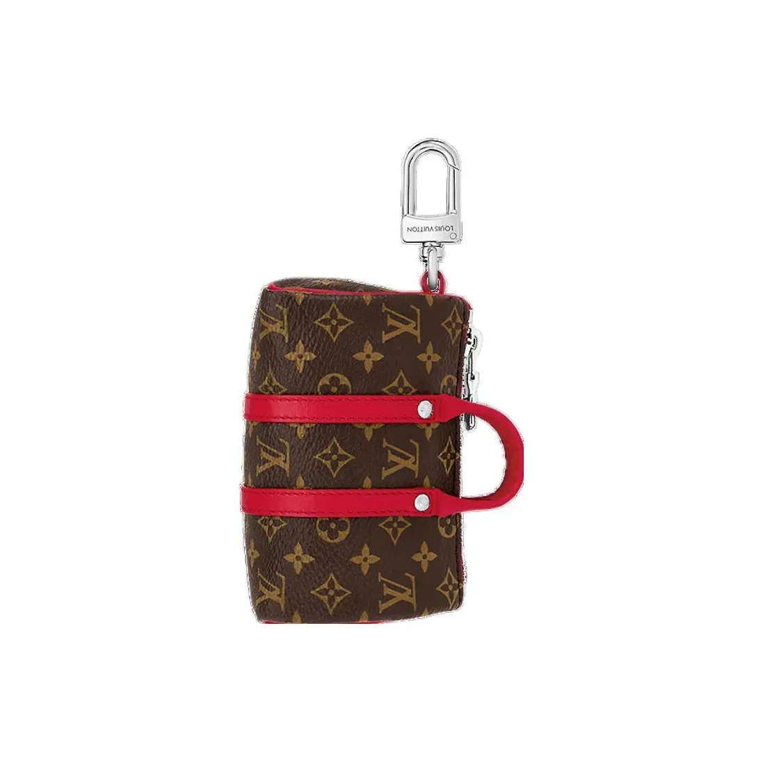 LOUIS VUITTON Keepall Canvas With Leather Keychain Bag Accessory Men's Red