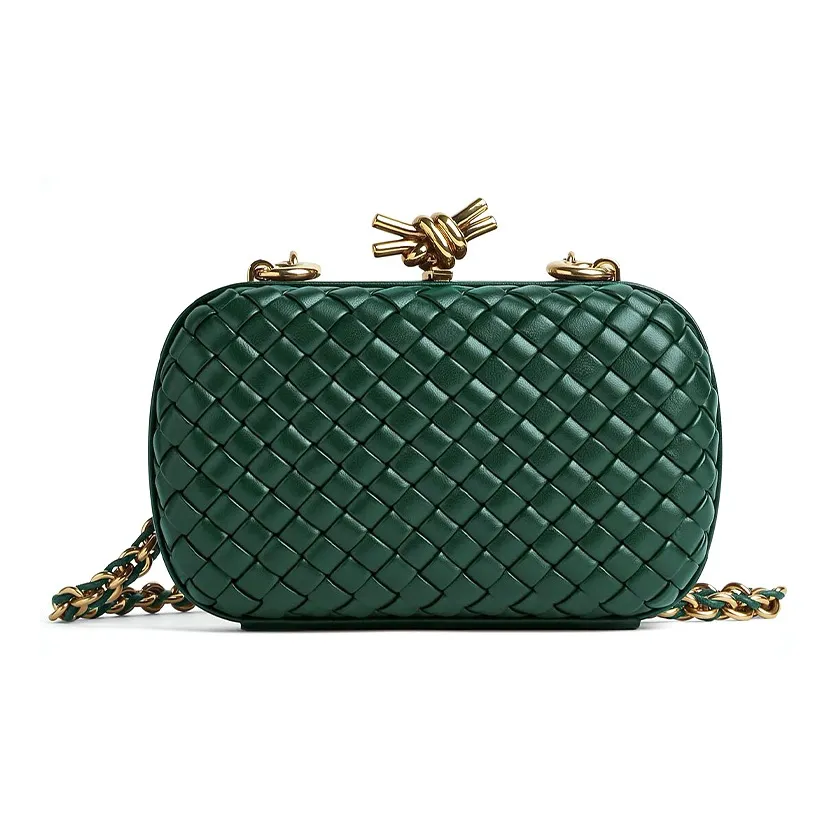 Bottega Veneta KNOT Sheepskin Evening Bag Clutch Regular Women's Emerald
