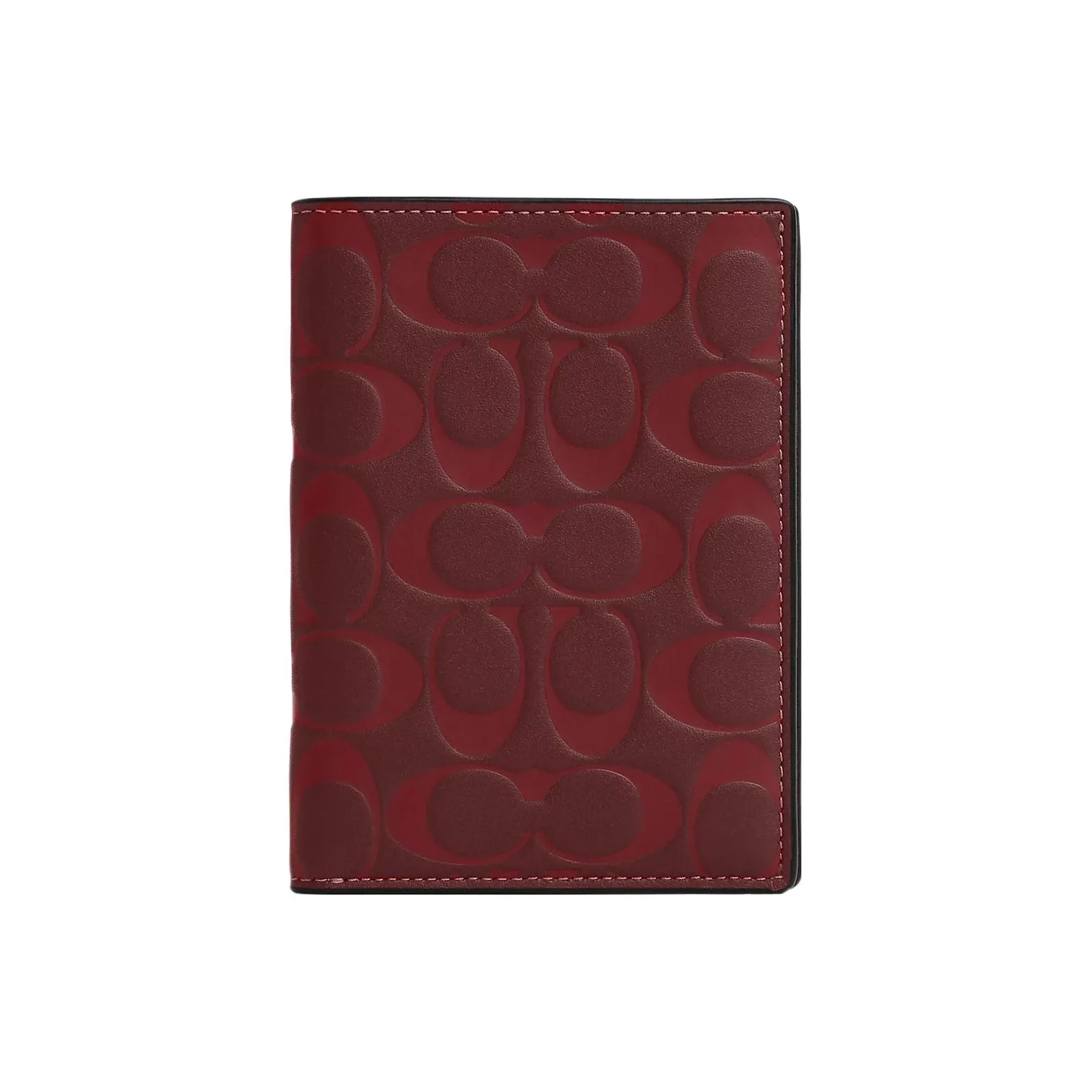 COACH Calfskin Wallet, Passport Holder Mini Unisex Bronze & Burgundy Multicolor