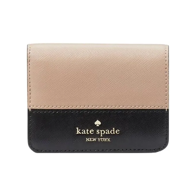 Kate Spade Saffiano Leather Wallet Trumpets Women's Coffee & Black