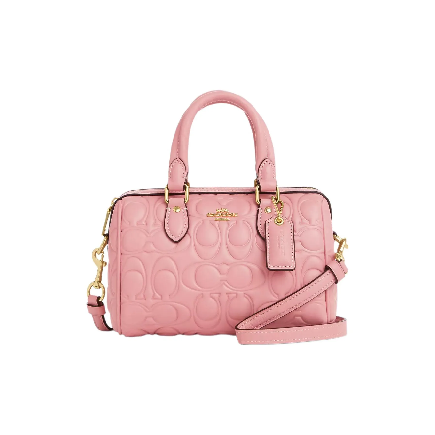 COACH Rowan Коровья кожа Бостон Сумка Сумка Сумка через плечо Сумка через плечо Мини Женская Светлый Рубиновый Красный