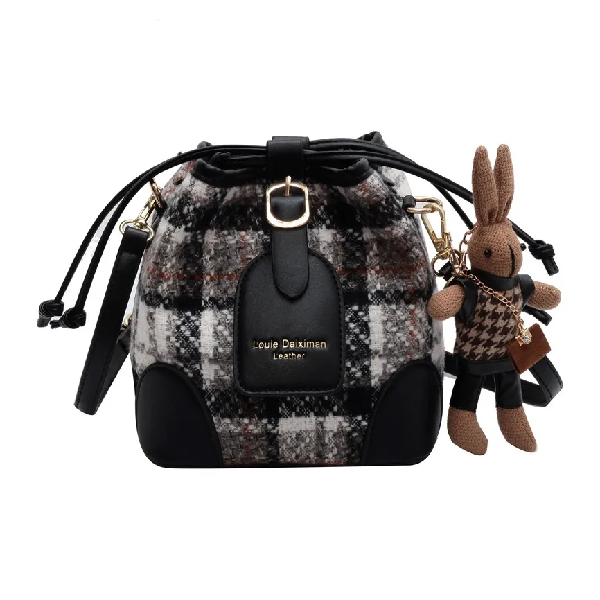 NOMK Woolen Crossbody Bag, Shoulder Bag Regular Women's Black/Coffee