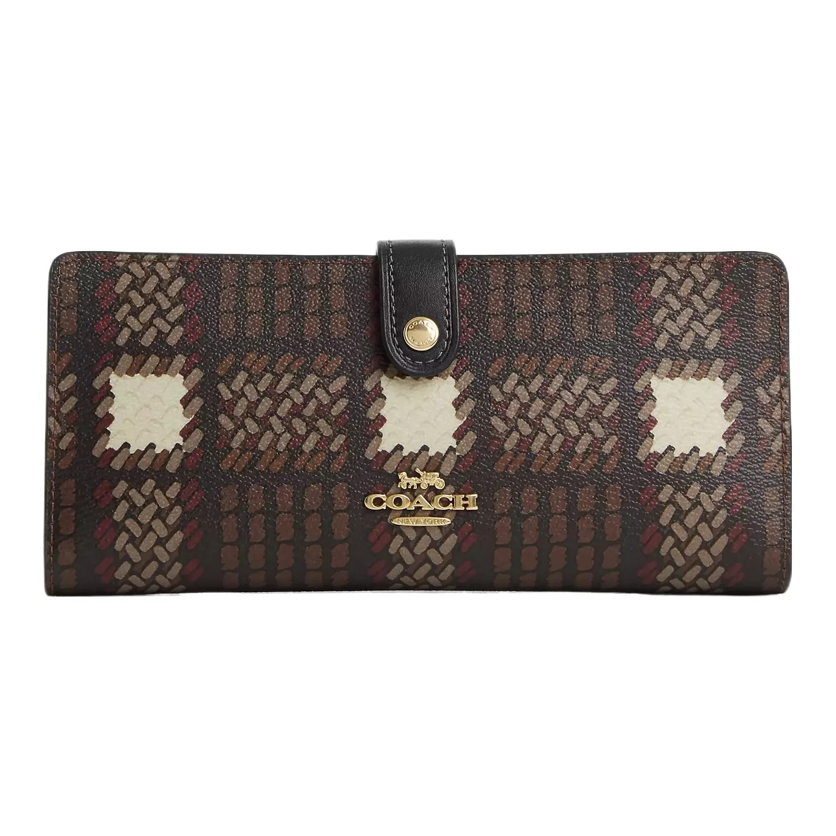 COACH Slim Wallet Canvas With Leather Coin Purse Wallet Regular Unisex Multicolor