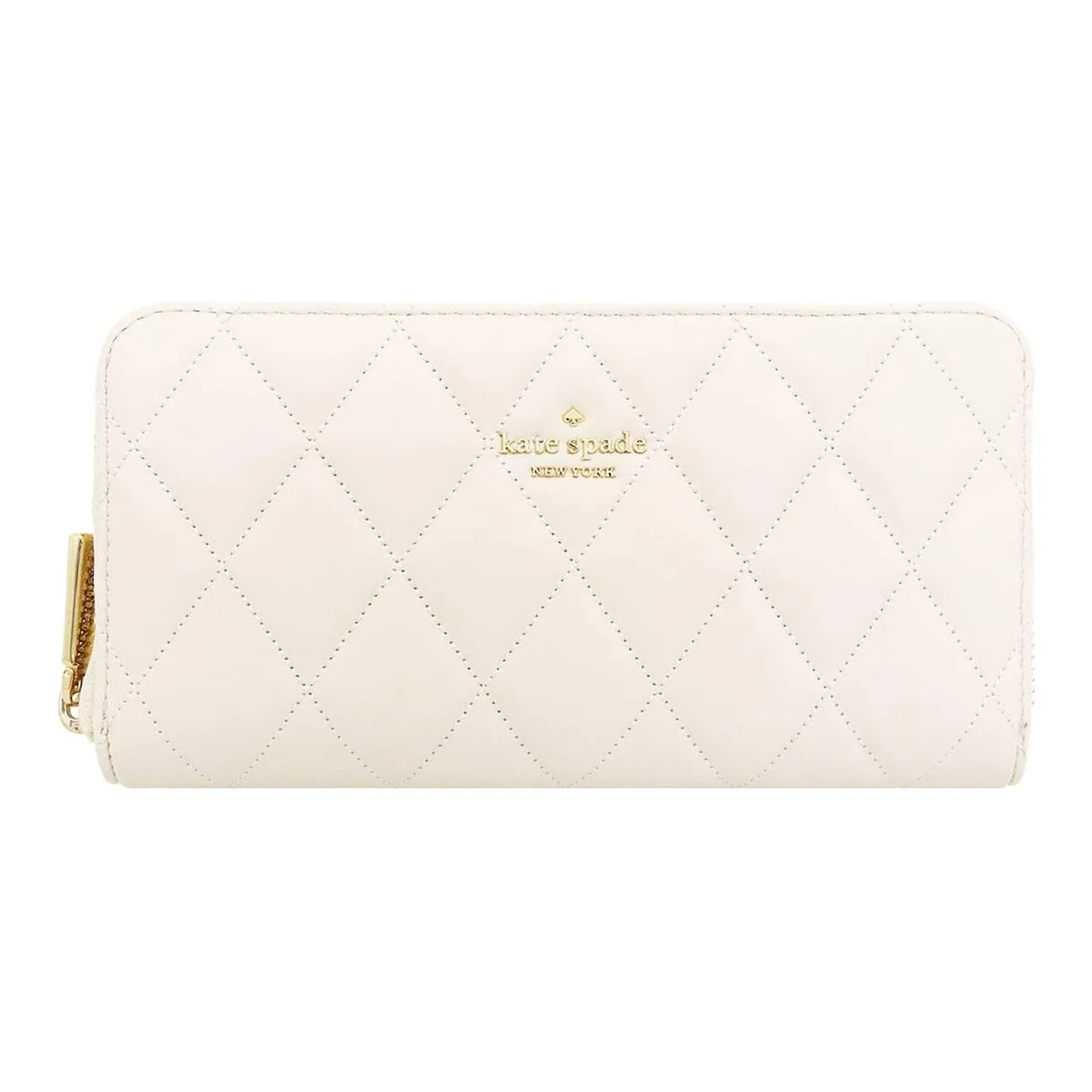 Kate Spade Smooth Quilted Leather Wallet Large Size Women's White