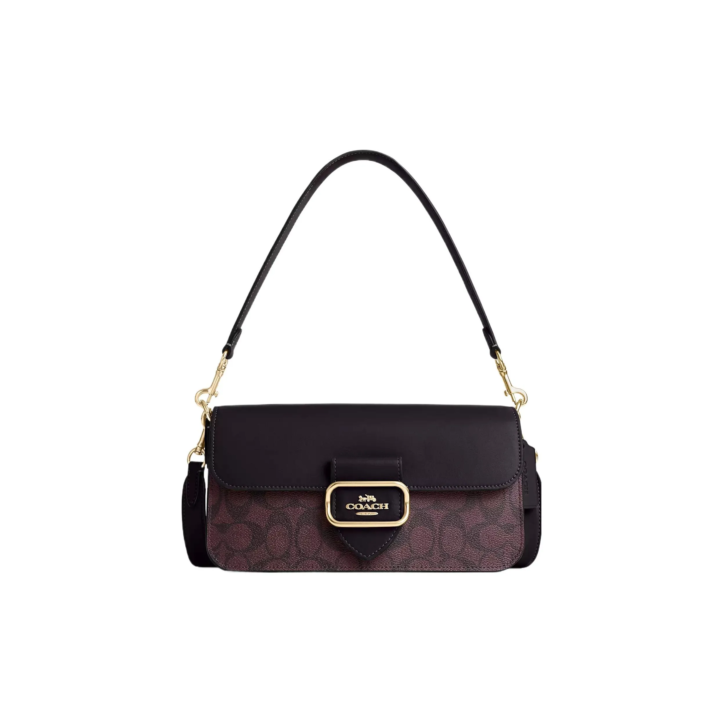 COACH Morgan Canvas With Leather Baguette Bag Handbag, Shoulder Bag Women's Fuchsia