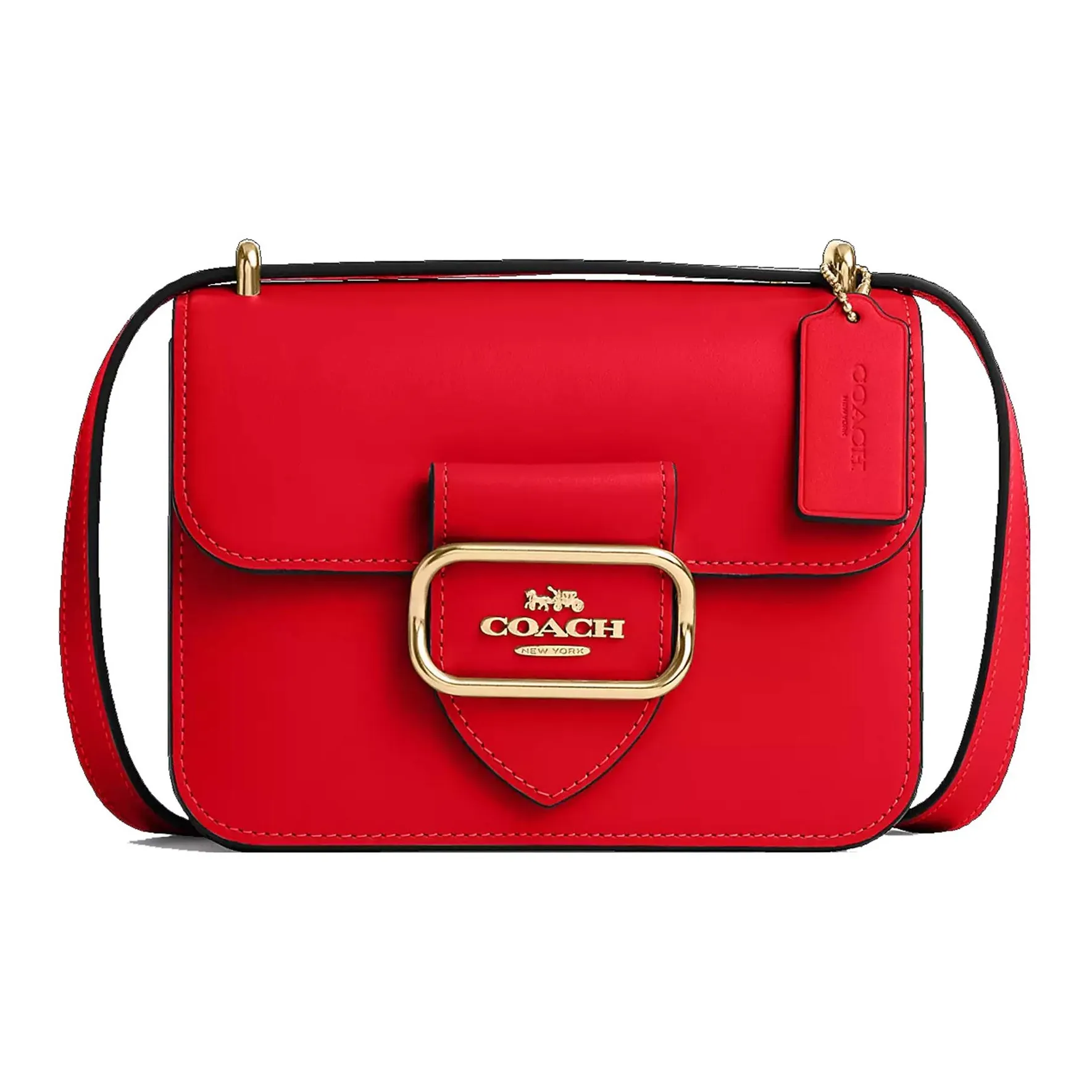 COACH Morgan Cow Leather Small Square Bag Shoulder Bag Crossbody Bag Small Size Women's Red