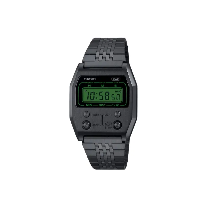 CASIO VINTAGE Series Кварцевый механизм нержавеющая сталь ремешок часы для мужчин зеленый циферблат модель A1100B 1