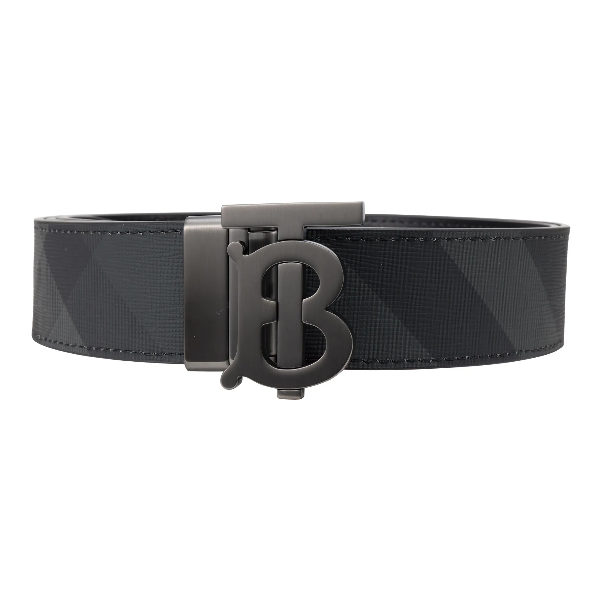 Burberry Monogram Buckle Reversible Leather Belt