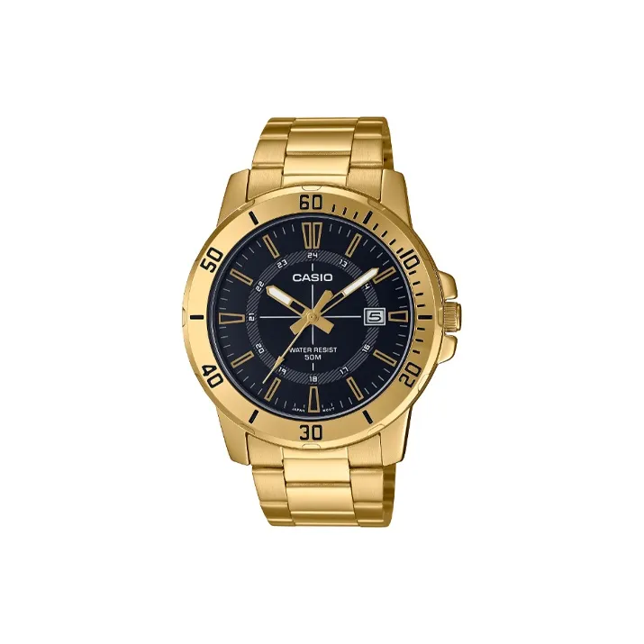 CASIO Кварцевый механизм нержавеющая сталь ремешок мужские часы черный циферблат MTP VD01G 1C