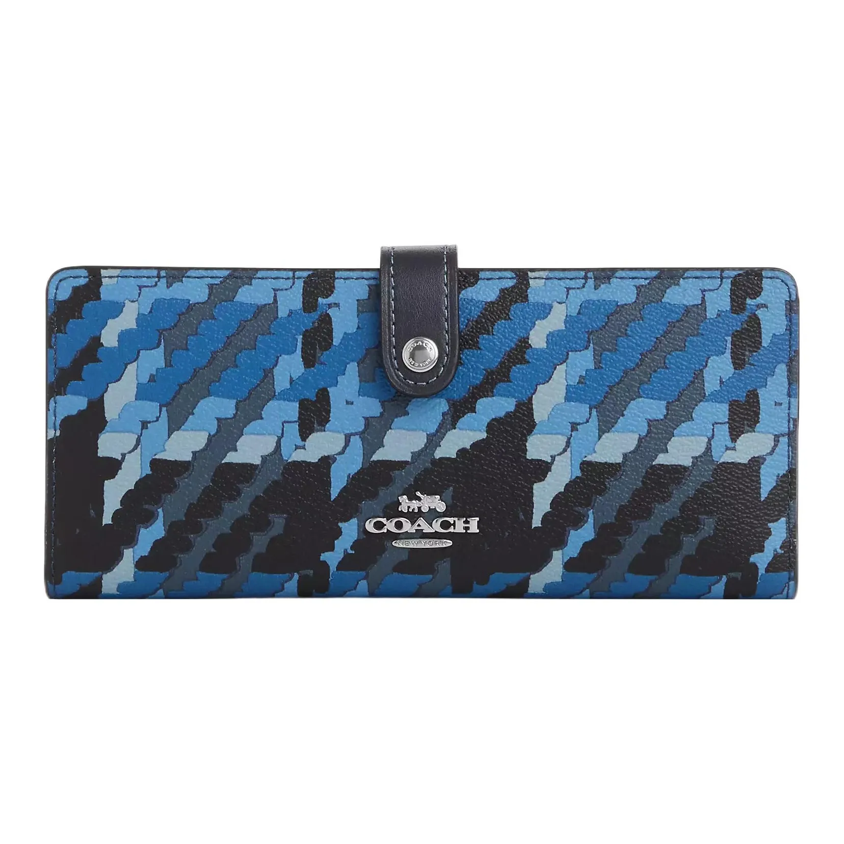 COACH Slim Wallet Холст с кожей Монетница Кошелек Маленький Женский Серебряный и Синий Многоцветный