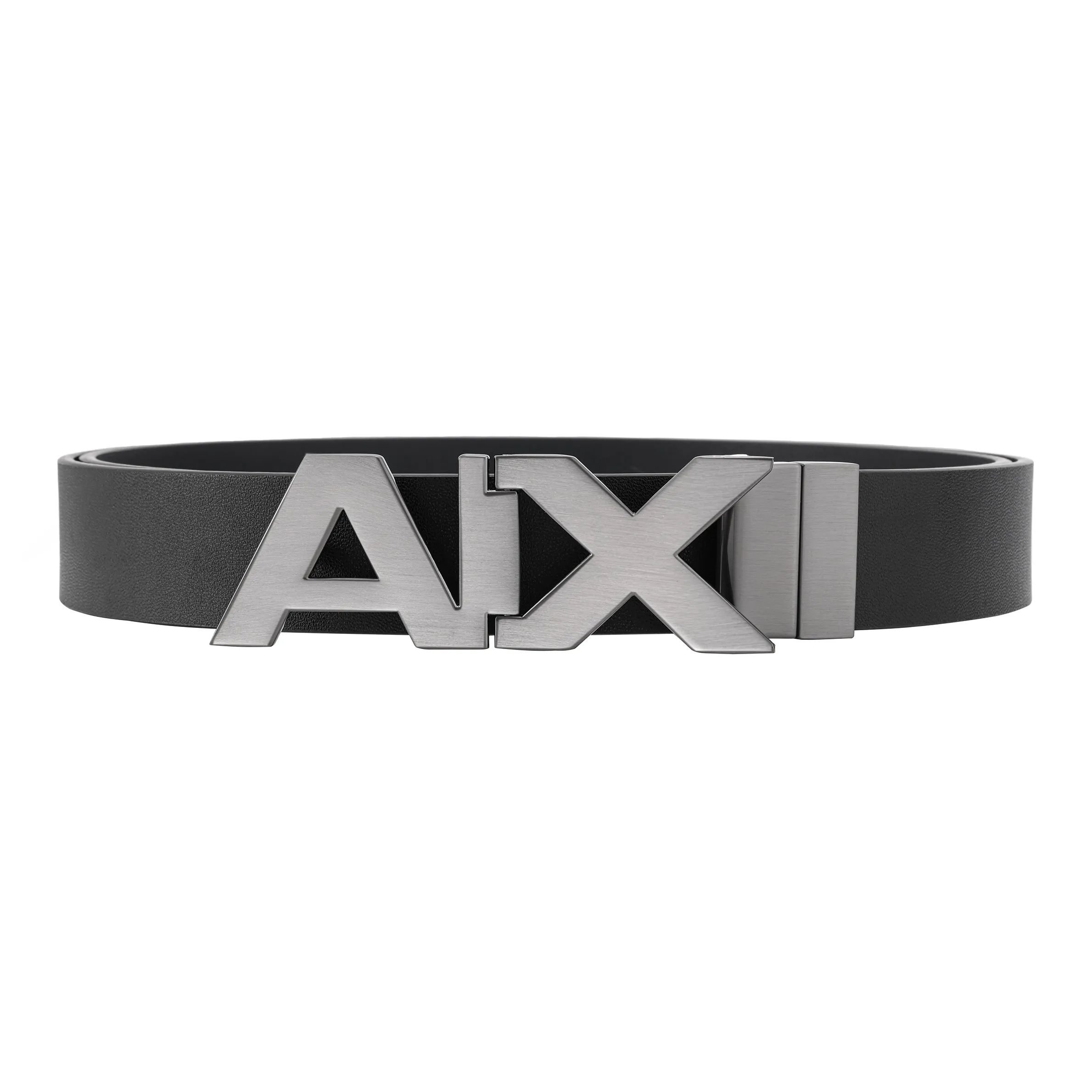 ARMANI EXCHANGEAE Letter Plate Buckle Business Leather Belts Men's Black Width 3cm