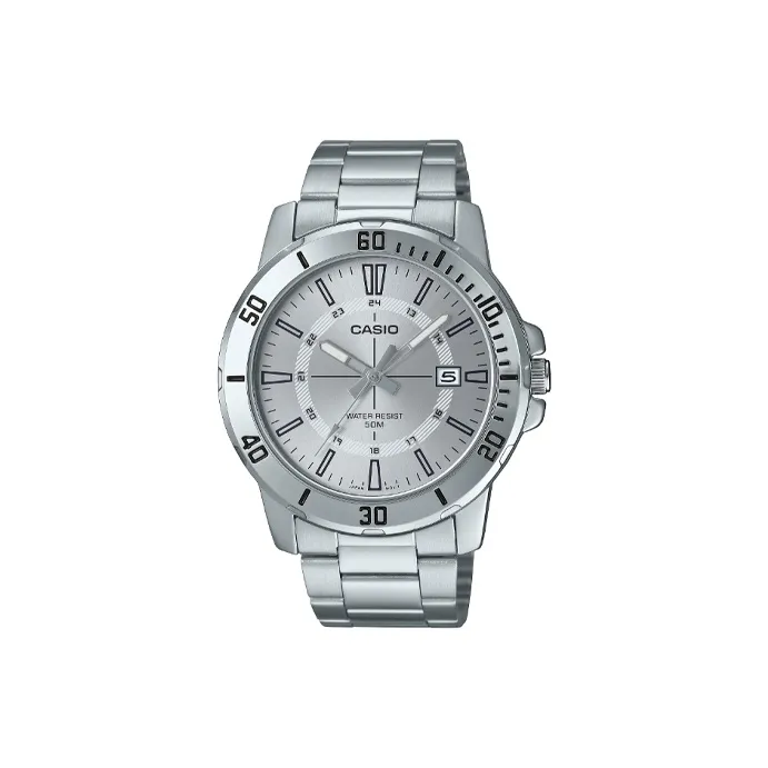 CASIO Кварцевый механизм ремешок из нержавеющей стали мужские часы серебристый циферблат