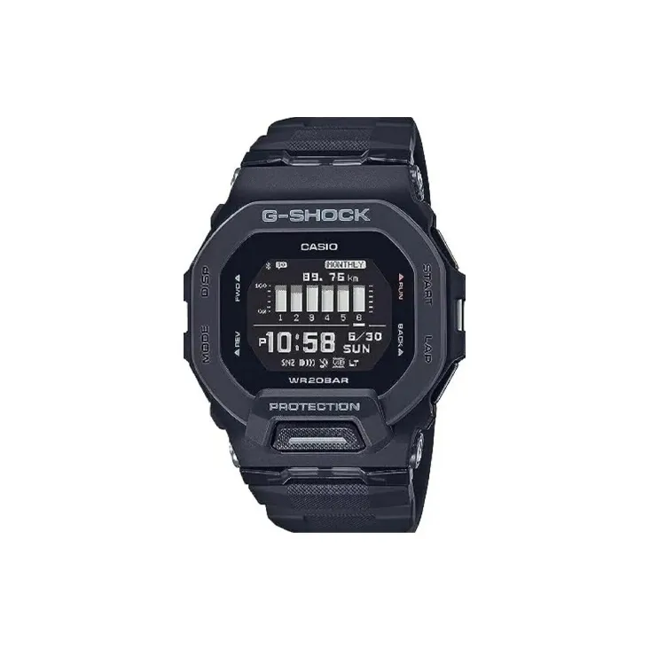 CASIO G Squad Series Кварцевый механизм Смольный ремешок Часы Мужские Черный циферблат