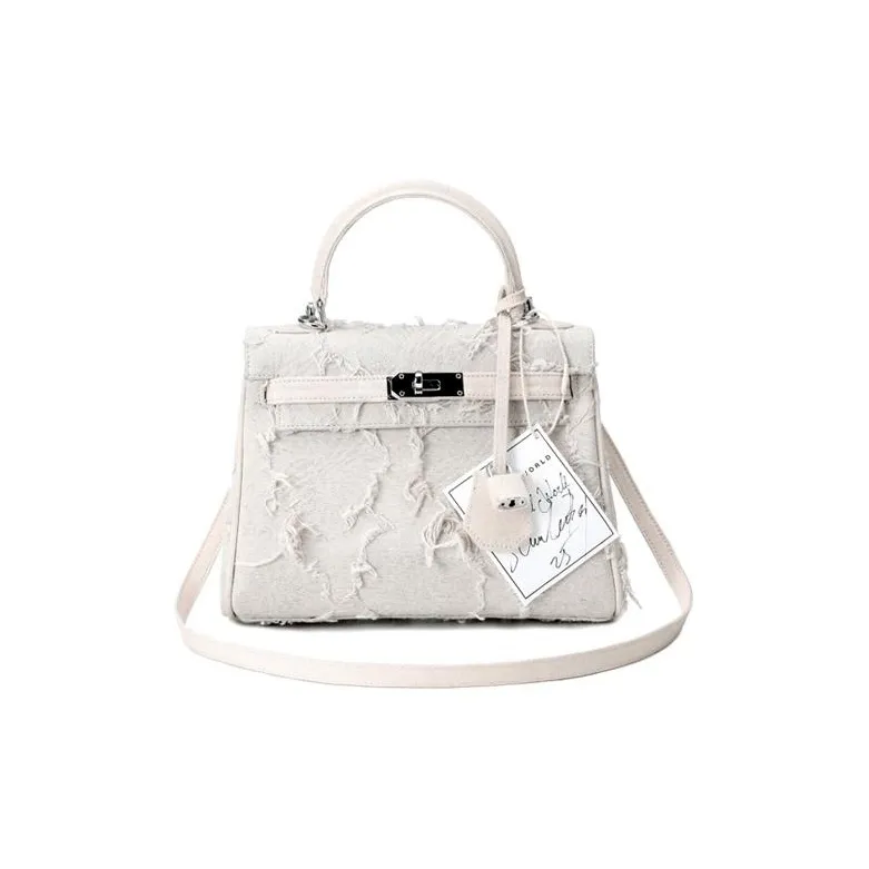 Emotional World Embroidery Shoulder Bag Crossbody Bag Handbag 25 Unisex White/Pink/Black