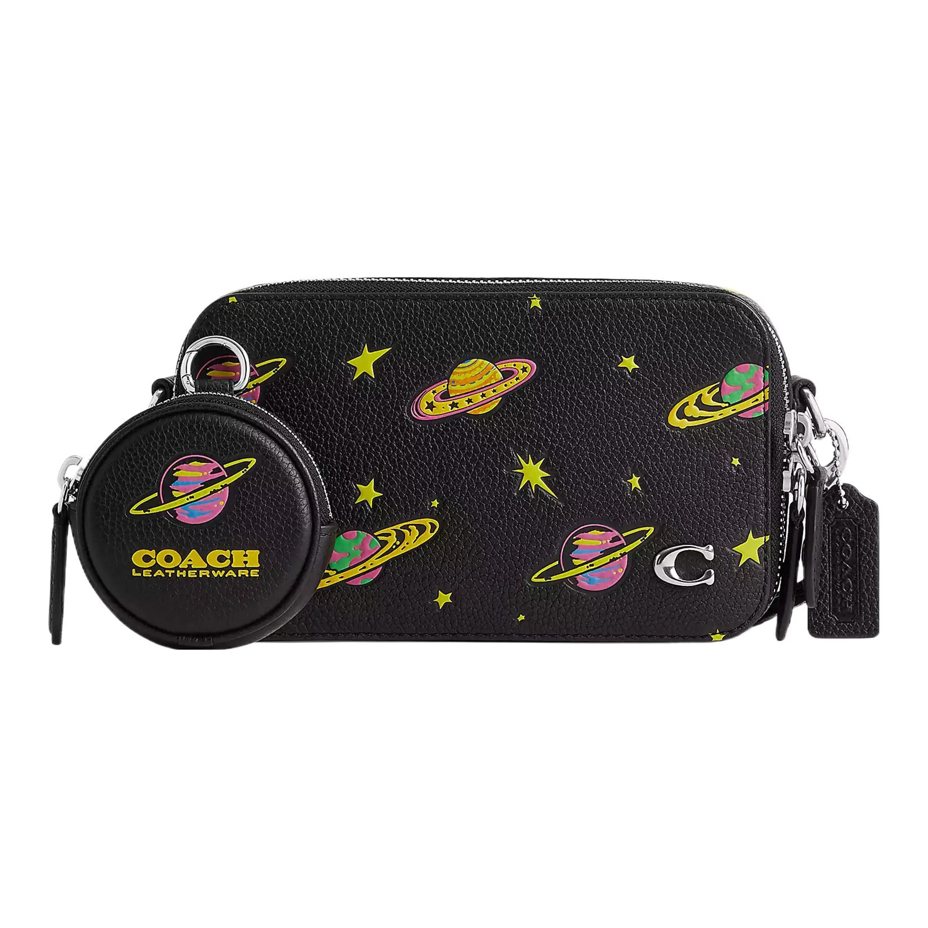 COACH Charter Pebble Кожа Комбинированная Сумка Сумка через плечо Маленькая Женская Черная