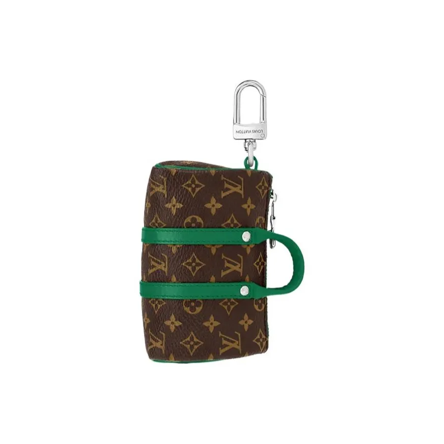 LOUIS VUITTON Mini Keepall Canvas With Leather Keychain Bag Accessory Men's Green