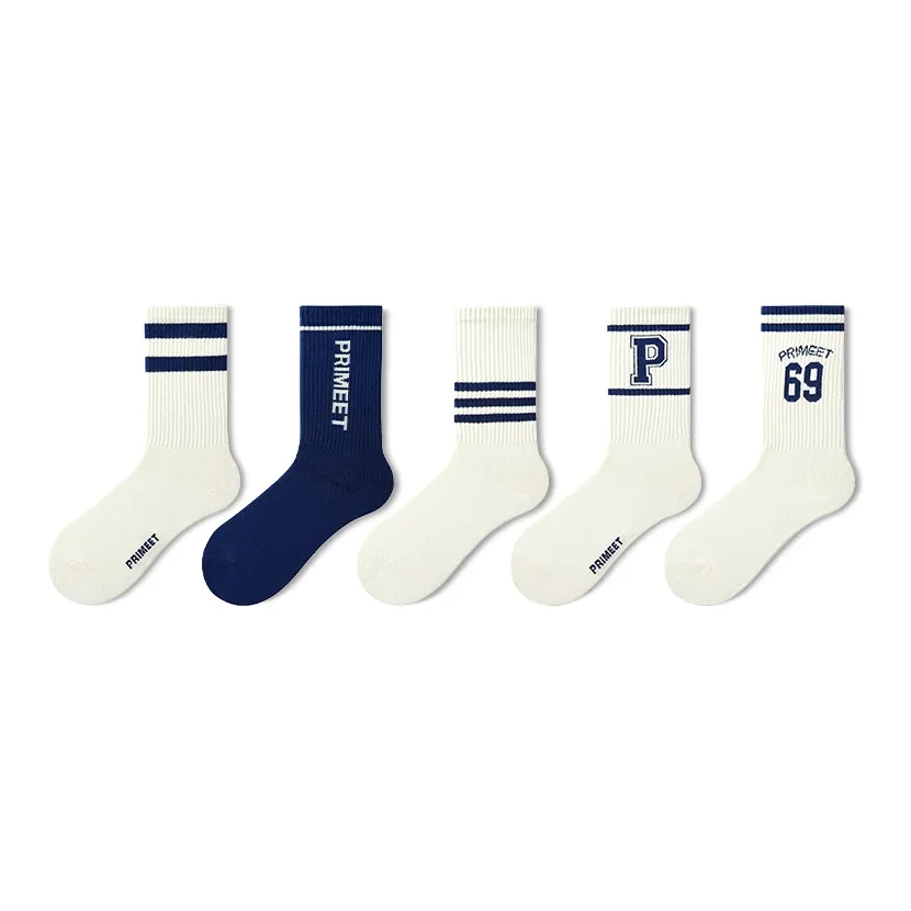 Primeet Mid Calf Socks Spring Summer Unisex 5 Pack