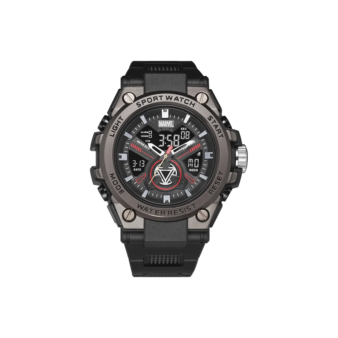 MARVEL IRON MAN Электронный механизм TPU ремешок Часы Мужские часы Серый циферблат