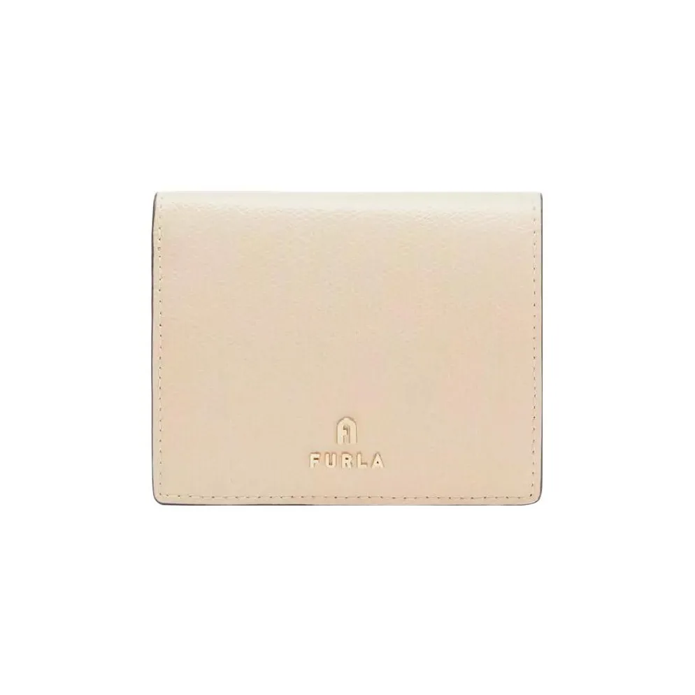 Furla Leather Wallet Small Size Women's Beige
