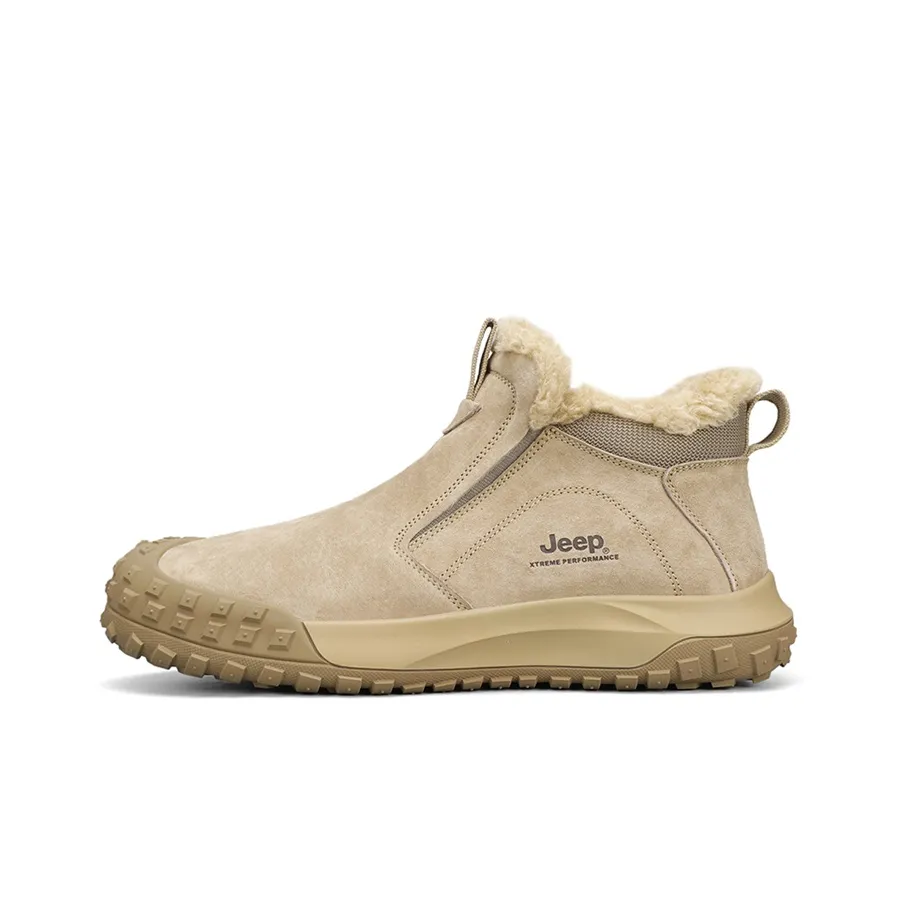 Jeep Warm Fleece Lined Padded Shoes Mid Top Outdoor Shoes Men's Sand