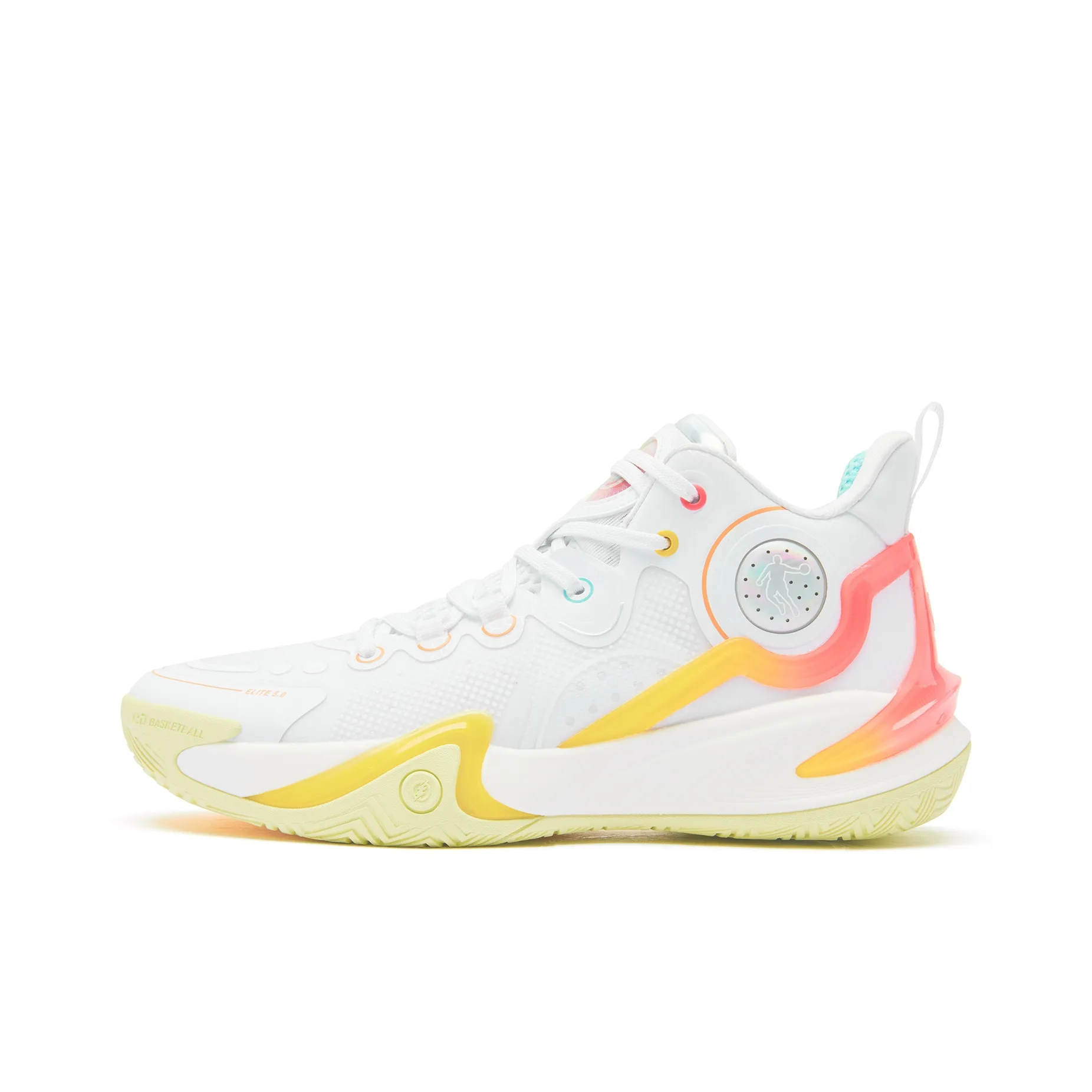 QIAODAN Busters 5ELITE Dawn Cushioned Wear Resistant Breathable Lightweight Low Top Basketball Shoes Men's White Yellow