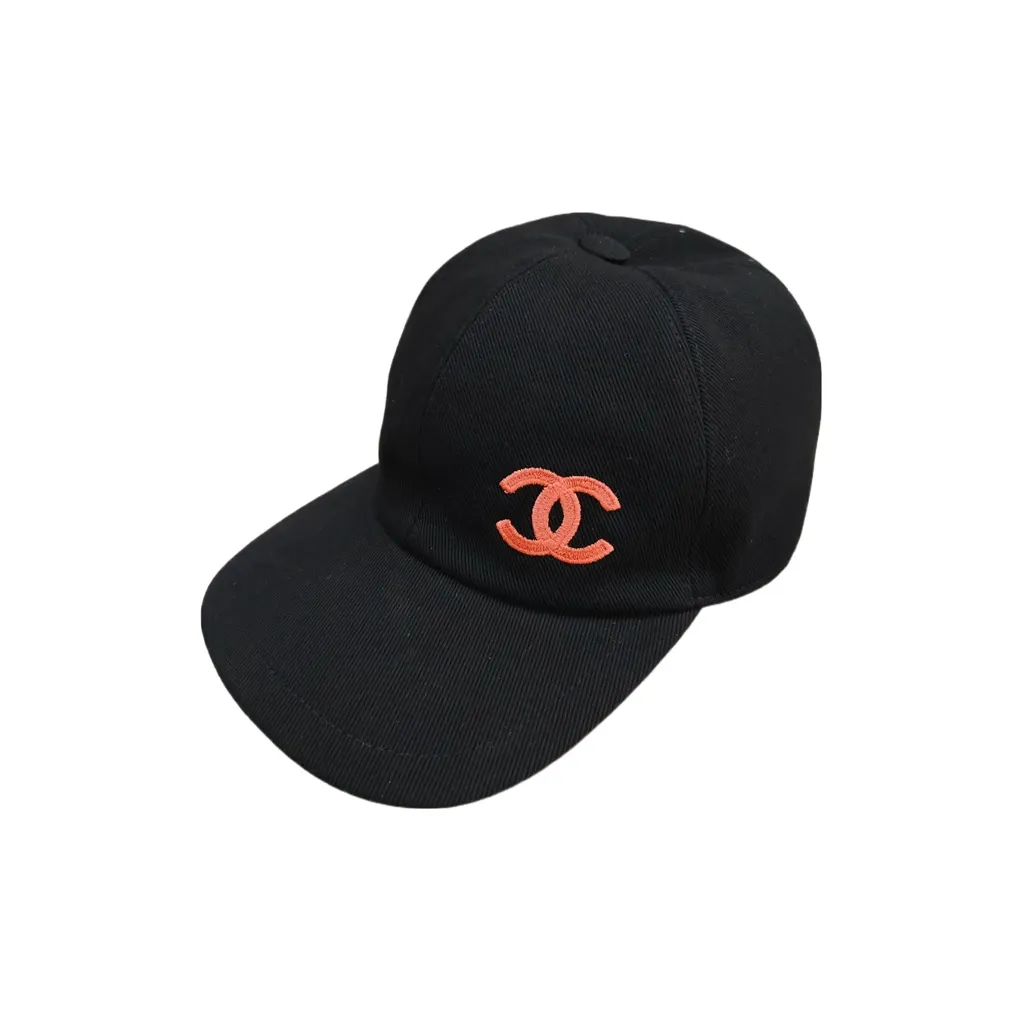 CHANEL Cotton Baseball Caps Unisex Black