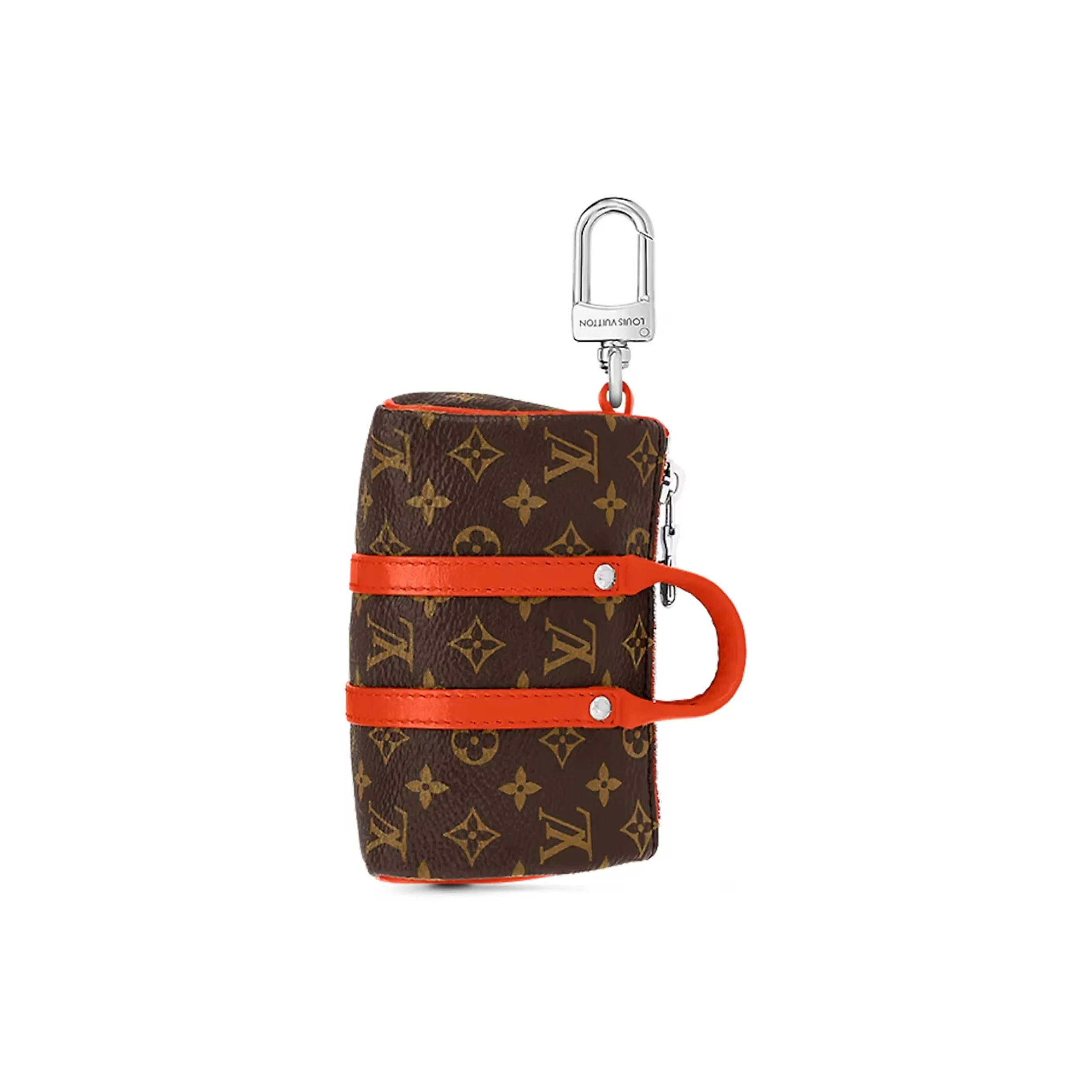 LOUIS VUITTON Keepall Monogram Coated Canvas With Leather Trim Keychain Bag Accessory Men's Orange