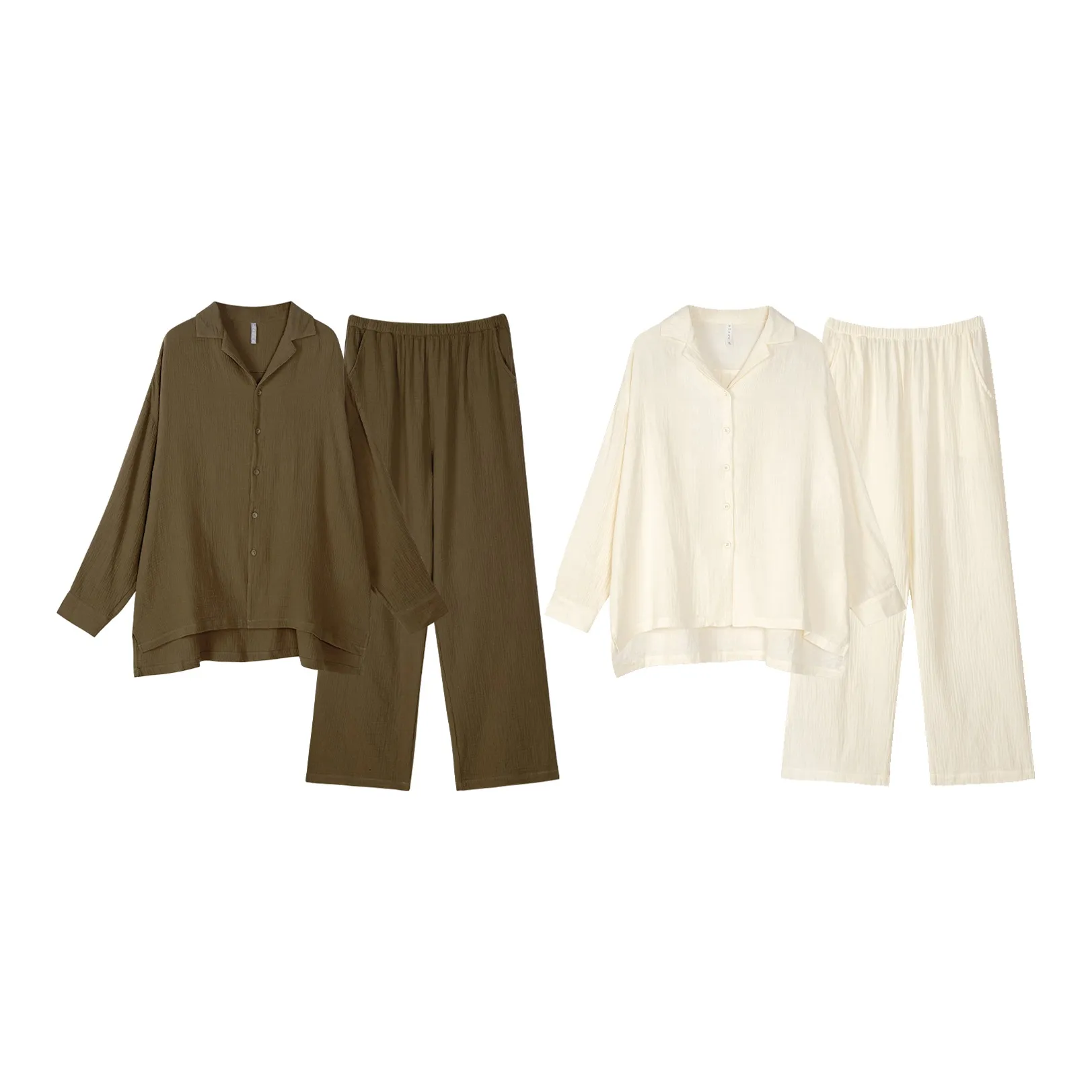 Same Language Пижамный комплект Унисекс Оранжевый Белый Желтый Коричневый