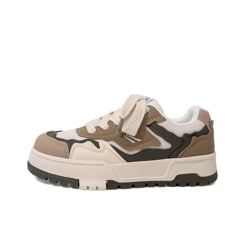 Feiyue Anti-Slip Wear-Resistant Low-Top Skateboard Shoes Women's Beige Brown