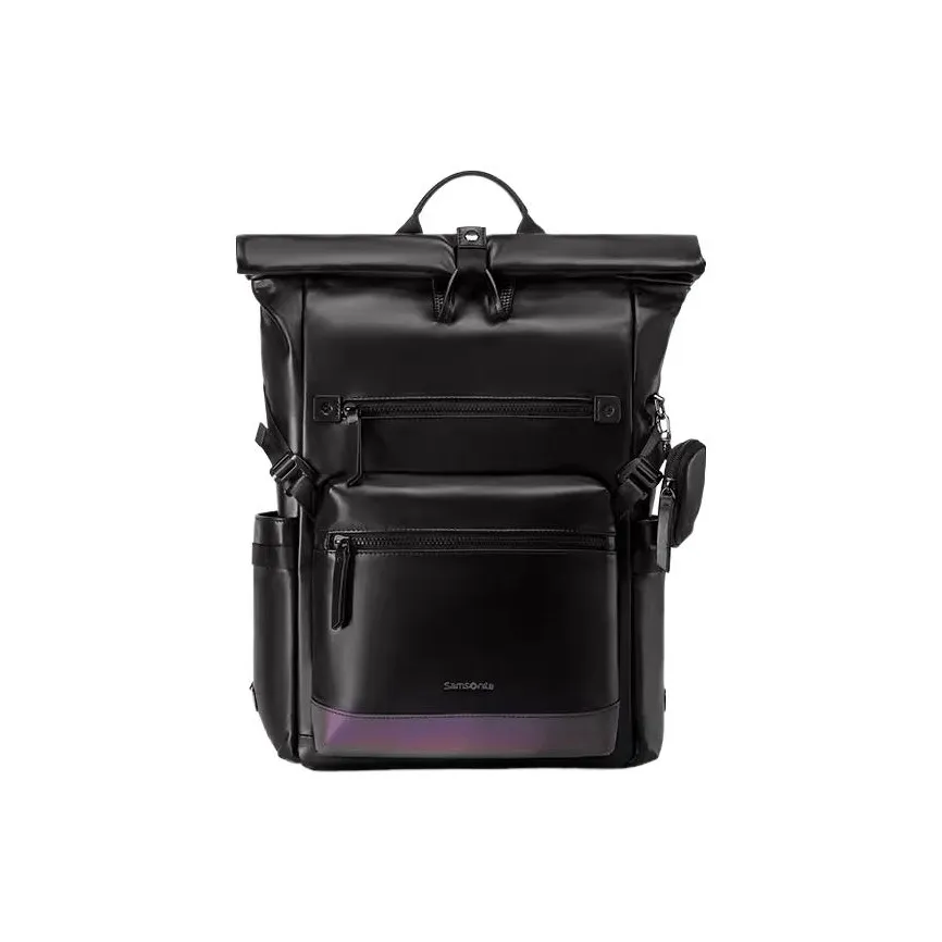 SAMSONITE Cow Leather Travel Bag Backpack Tubas Men's Black