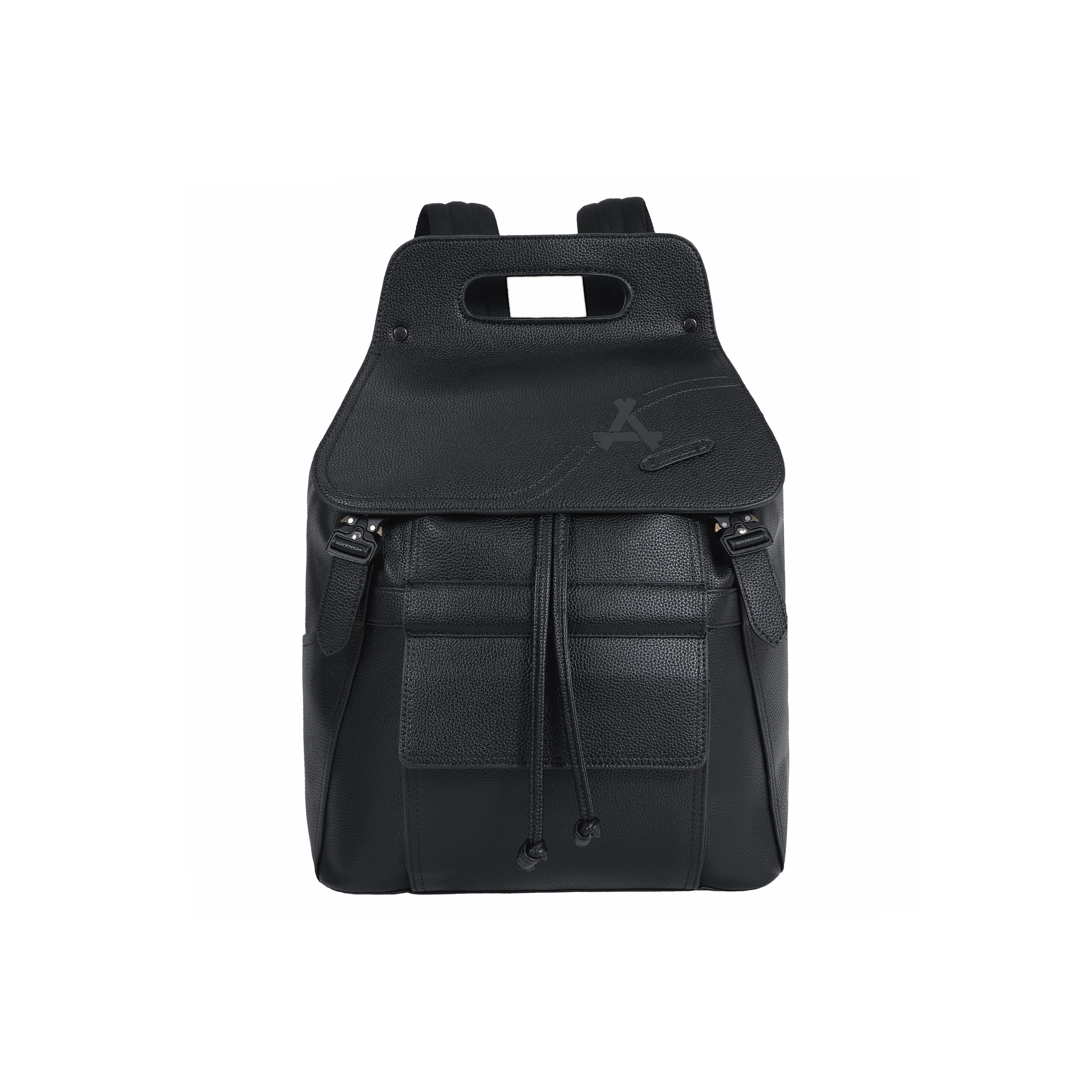 KONADCT Microfiber Synthetic Leather Flap Leather Backpack For Business And Laptop Large Size Unisex Black