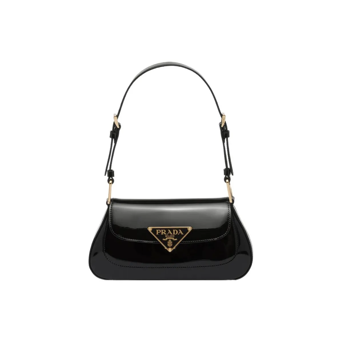 PRADA Patent Leather Shoulder Bag Regular Women's Black