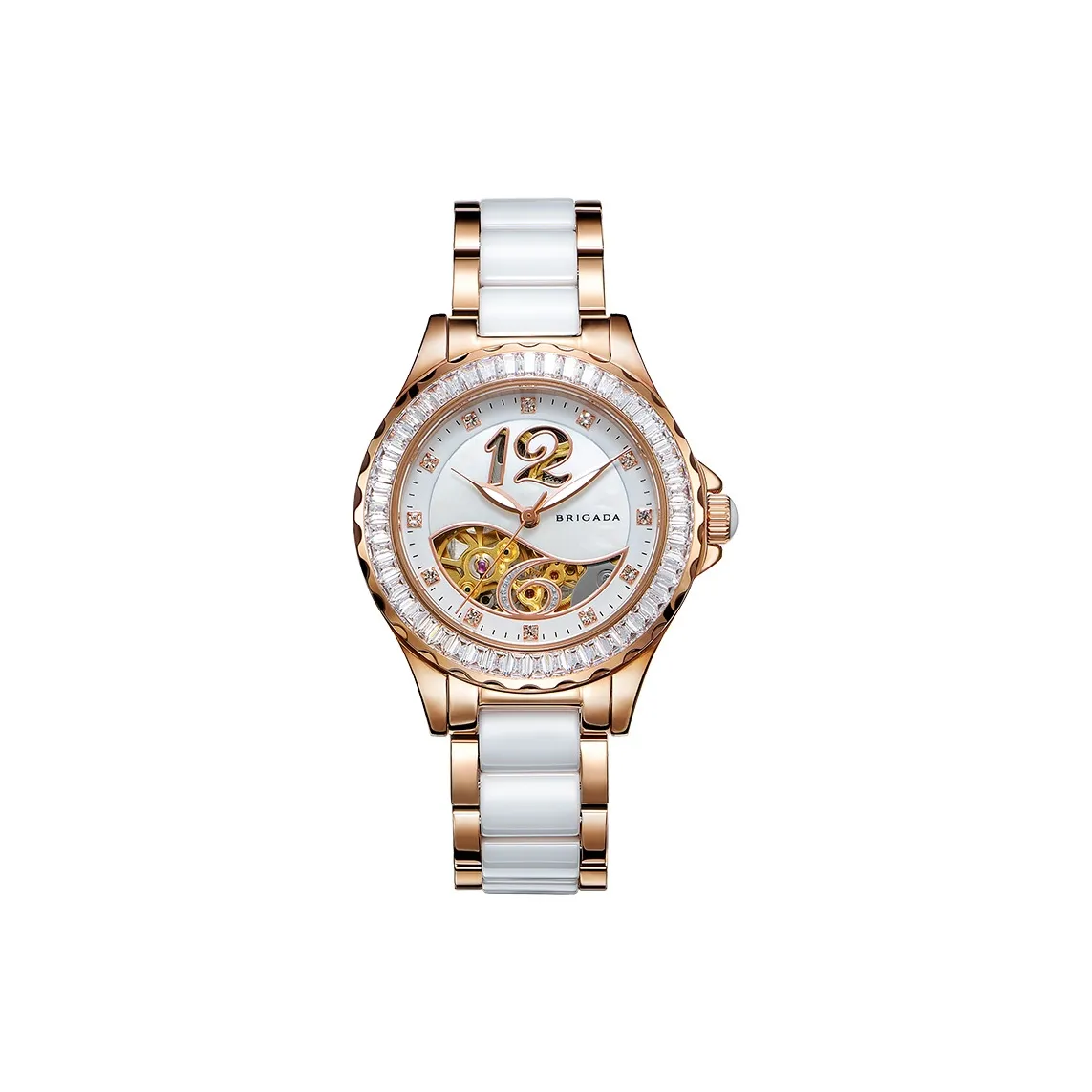 BRIGADA Hollow Series Half Лотос Цветочный Seagull Автоматический Механический Механизм Керамика Ремешок Часы