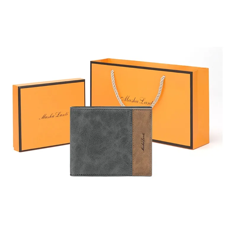 MashaLanti Synthetic Leather Coin Purse Card Holder Wallet Regular Men's Gray With Coffee/Coffee With Gray