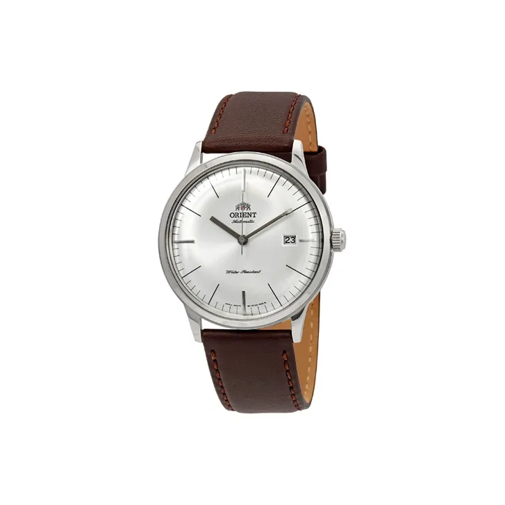 ORIENT Механические Мужские Часы Кожаный Ремешок Серебристый Циферблат FAC0000EW0