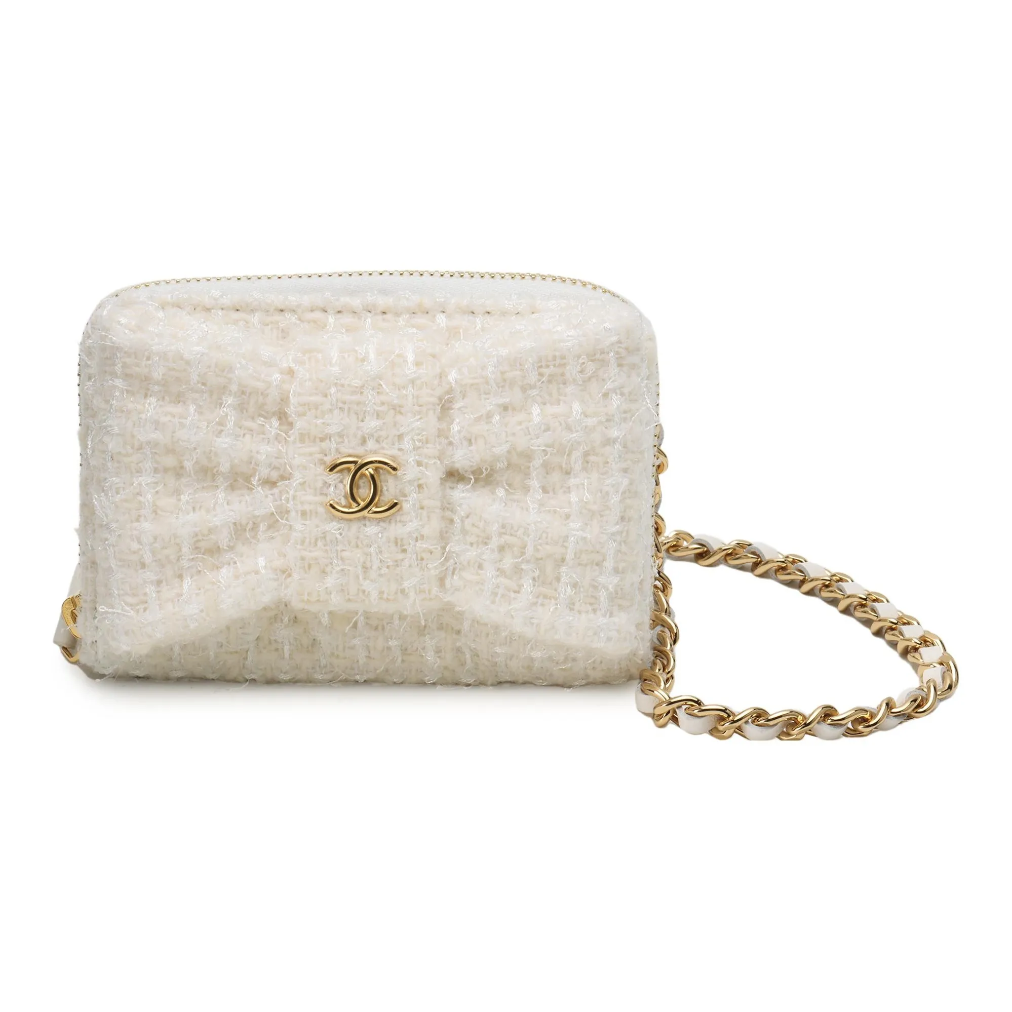 CHANEL Wool Shoulder Bag Crossbody Bag Regular Women's White