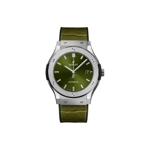 HUBLOT Автоматический Механический Movement Мужские Классические Фьюжн Часы 45 мм Зеленые
