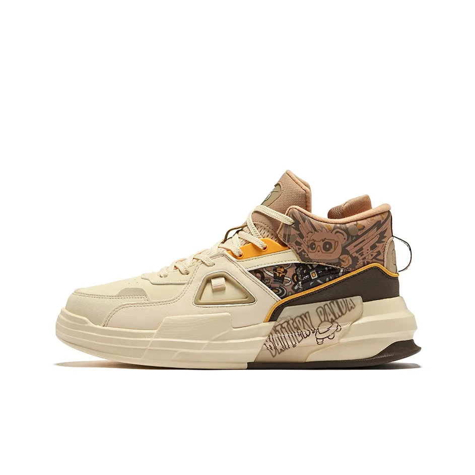 Erke Battery Panda Warm Anti-Slip And Wear-Resistant High-Top Skateboard Shoes Men's Beige Brown