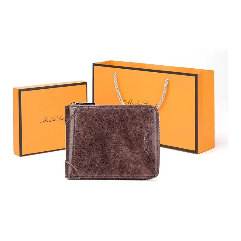 MashaLanti Синтетическая кожа Держатель для карт кошелек Стандартный Мужской Винтажный кофе